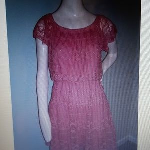 Sequin Hearts, coral color, mid thigh, dress.